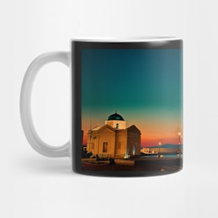 Greece. Mykonos. Night. Church. Mug